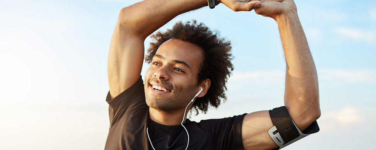 Man stretching after a run